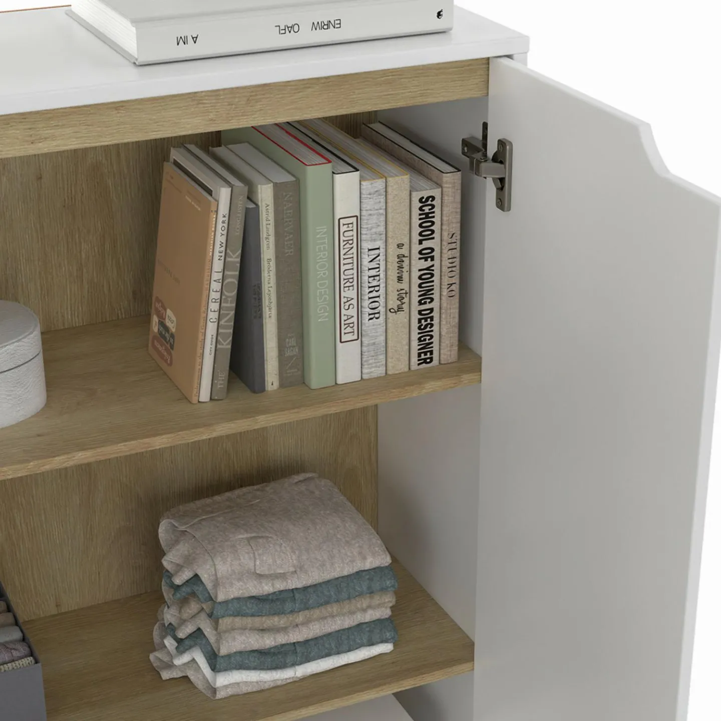 Meuble de rangement scandinave blanc avec 2 portes*IDMarket New