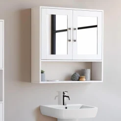 Meuble de rangement suspendu avec miroir*IDMarket Best