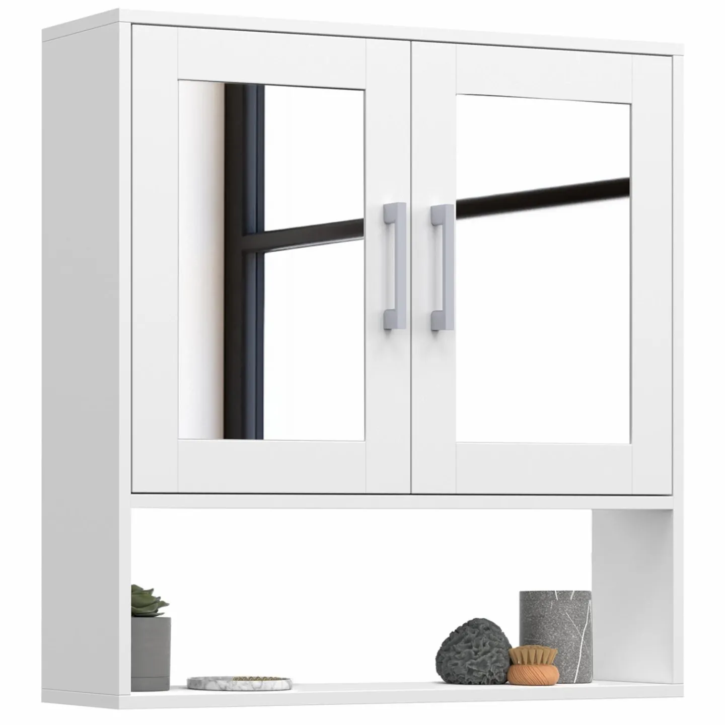 Meuble de rangement suspendu avec miroir*IDMarket Best