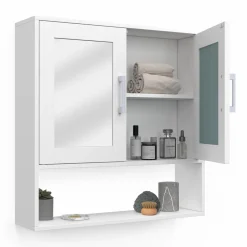 Meuble de rangement suspendu avec miroir*IDMarket Best