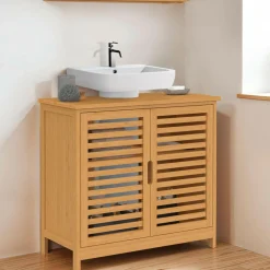 Meuble de salle de bain sous lavabo en bambou*IDMarket Hot