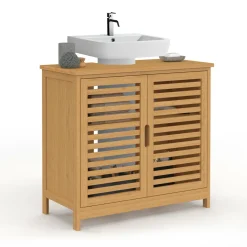 Meuble de salle de bain sous lavabo en bambou*IDMarket Hot
