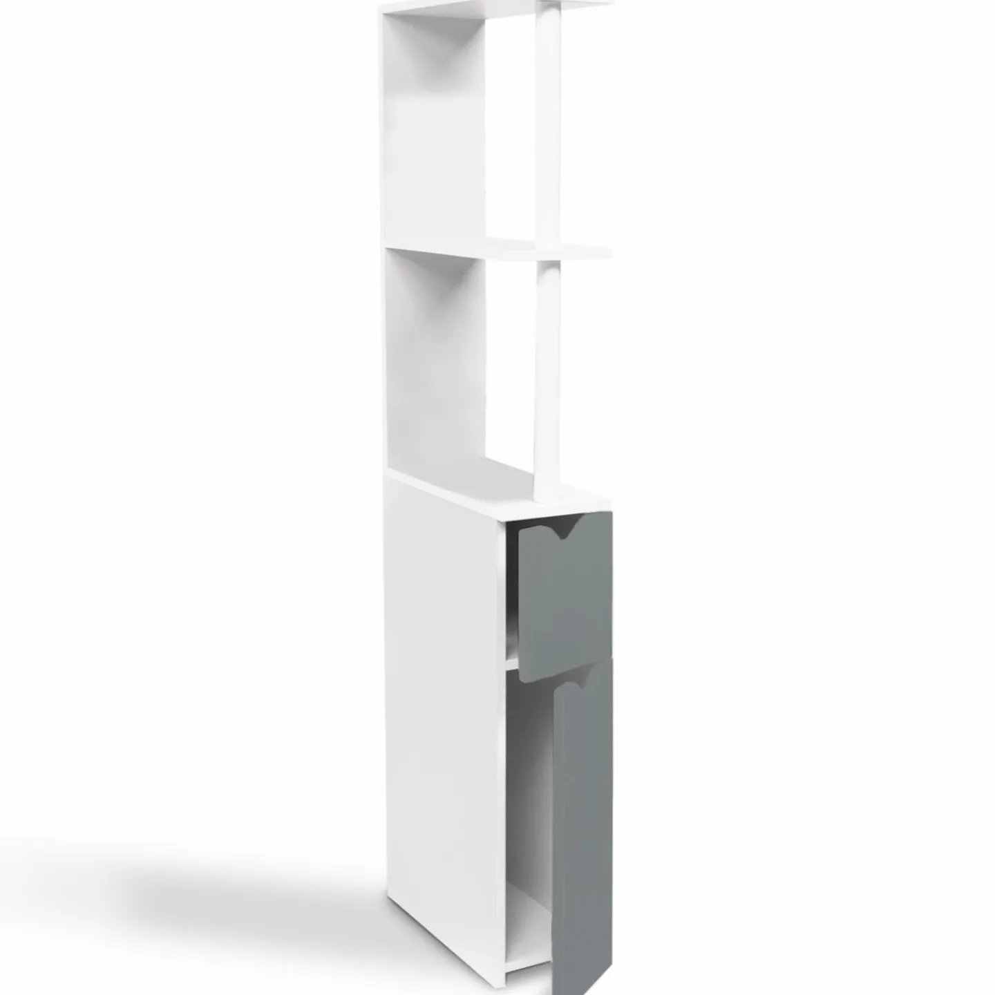 Meuble de toilette blanc et gris avec étagères*IDMarket