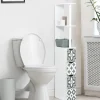 Meuble de toilette blanc et gris motif carreaux de ciment 3 portes*IDMarket New
