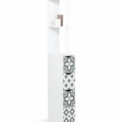 Meuble de toilette blanc et gris motif carreaux de ciment 3 portes*IDMarket New