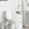 Meuble de toilettes étagère bois 3 portes blanc*IDMarket Online