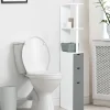 Meuble de toilettes étagère bois 3 portes blanc et gris*IDMarket Discount