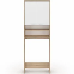 Meuble dessus machine à laver blanc et hêtre*IDMarket Sale