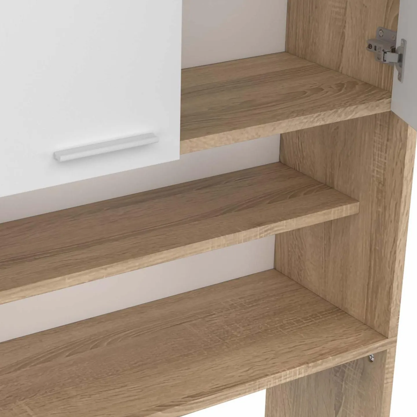 Meuble dessus machine à laver blanc et hêtre*IDMarket Sale