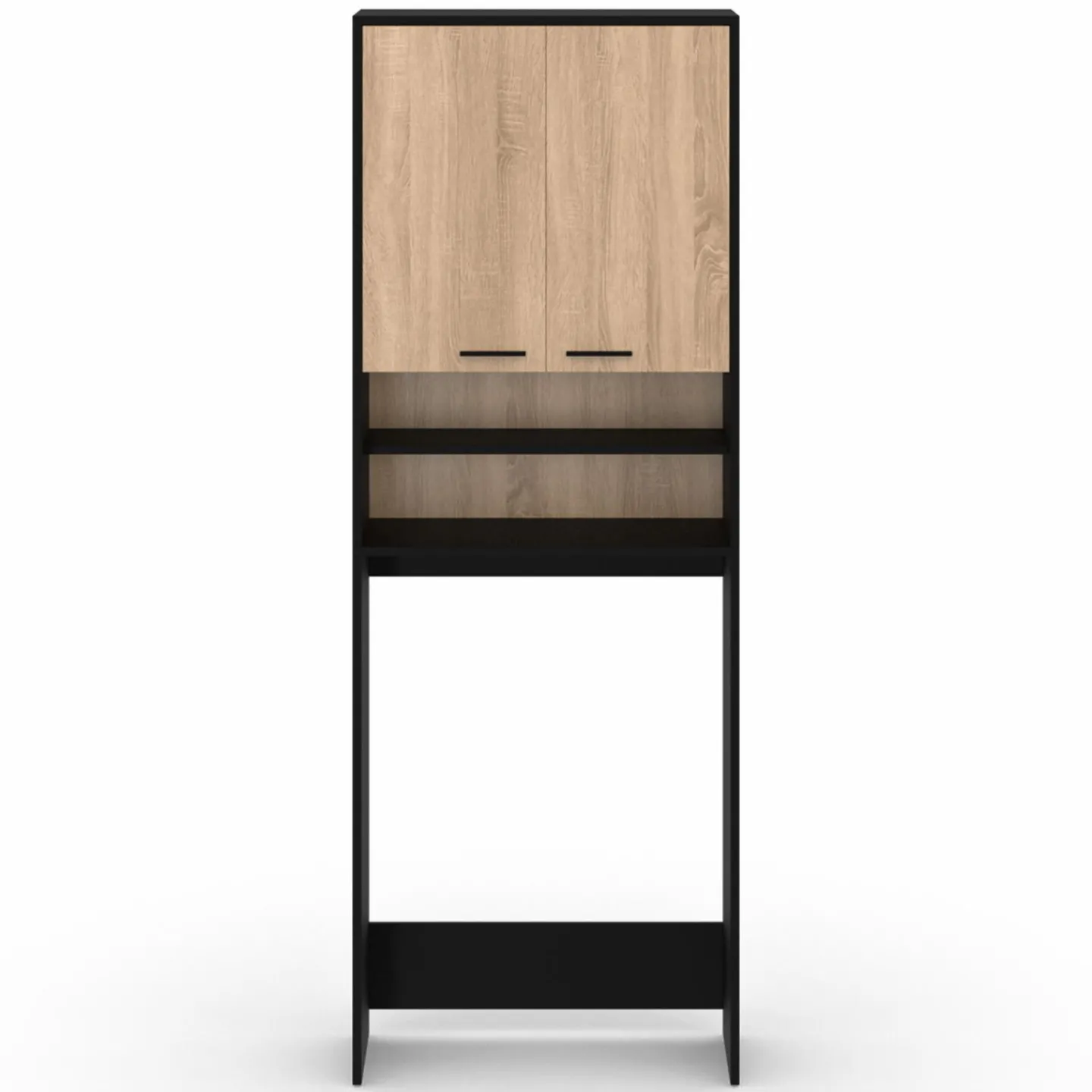 Meuble dessus machine à laver noir et hêtre*IDMarket Sale