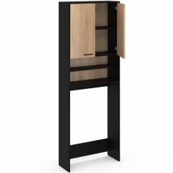 Meuble dessus machine à laver noir et hêtre*IDMarket Sale