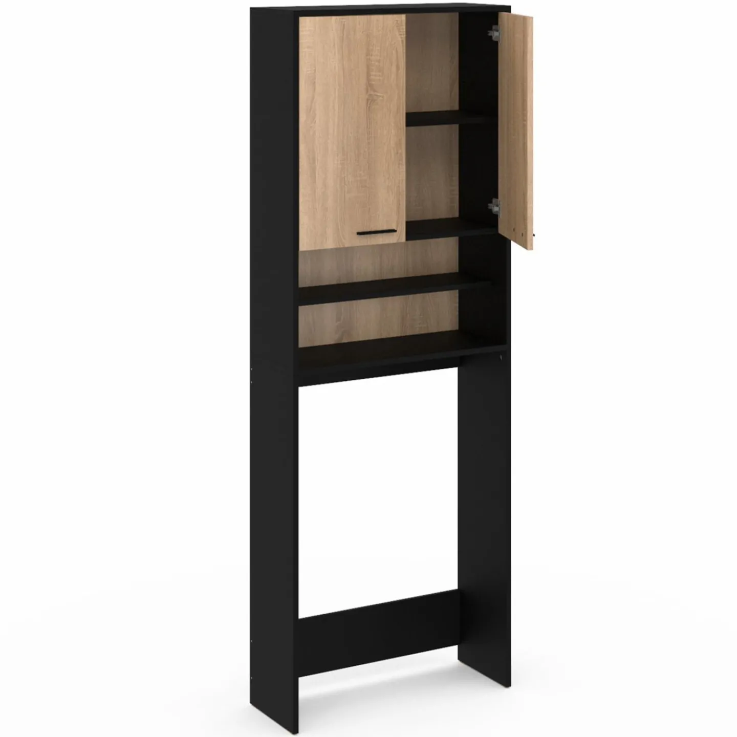 Meuble dessus machine à laver noir et hêtre*IDMarket Sale