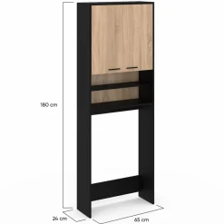 Meuble dessus machine à laver noir et hêtre*IDMarket Sale