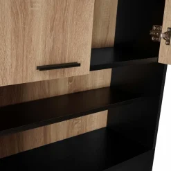 Meuble dessus machine à laver noir et hêtre*IDMarket Sale