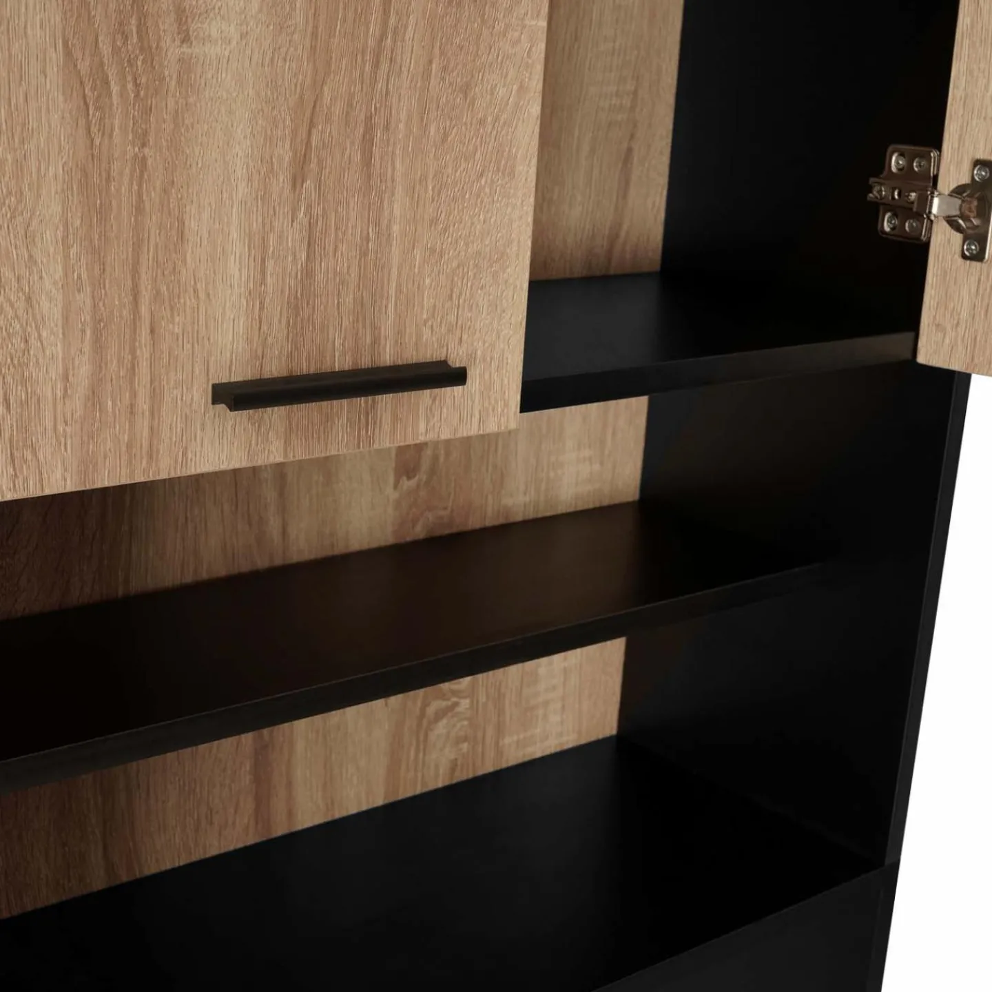 Meuble dessus machine à laver noir et hêtre*IDMarket Sale