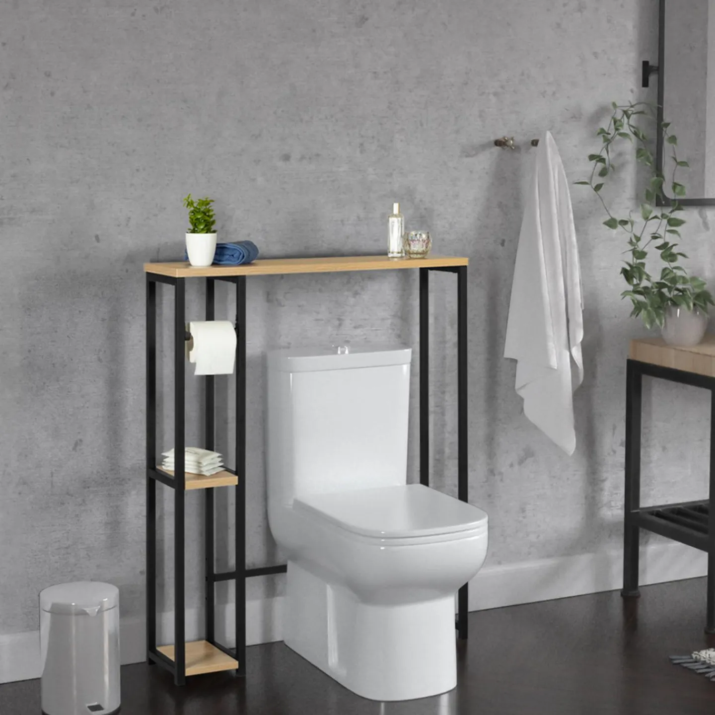 Meuble dessus WC industriel bois et métal*IDMarket Sale