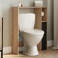 Meuble dessus wc placard hêtre noir*IDMarket New