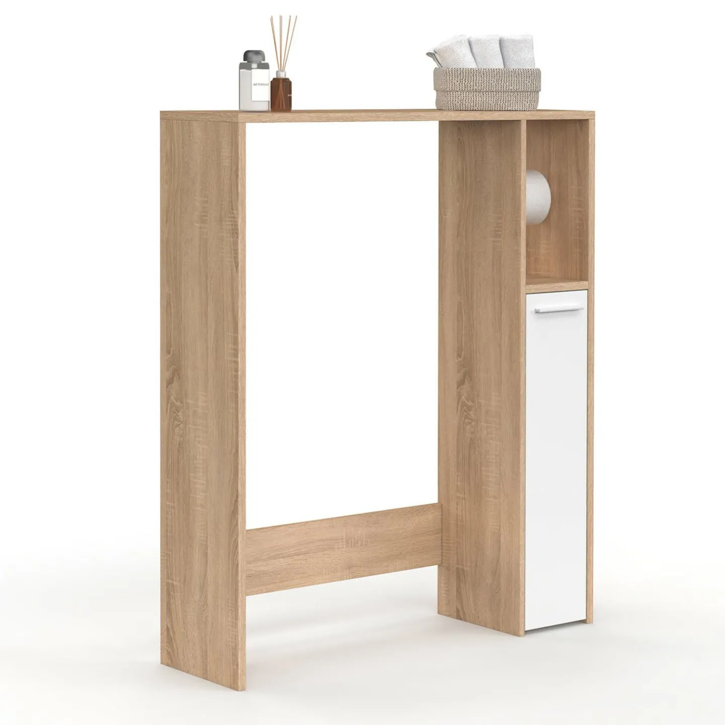 Meuble dessus wc placard hêtre blanc*IDMarket New