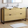 Meuble double vasque 120 cm pour salle de bain 4 tiroirs design industriel*IDMarket New