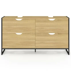 Meuble double vasque 120 cm pour salle de bain 4 tiroirs design industriel*IDMarket New