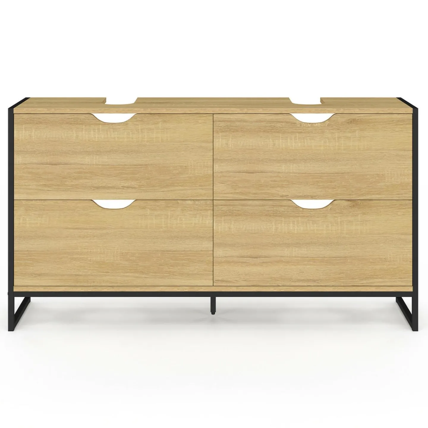 Meuble double vasque 120 cm pour salle de bain 4 tiroirs design industriel*IDMarket New