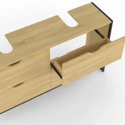 Meuble double vasque 120 cm pour salle de bain 4 tiroirs design industriel*IDMarket New