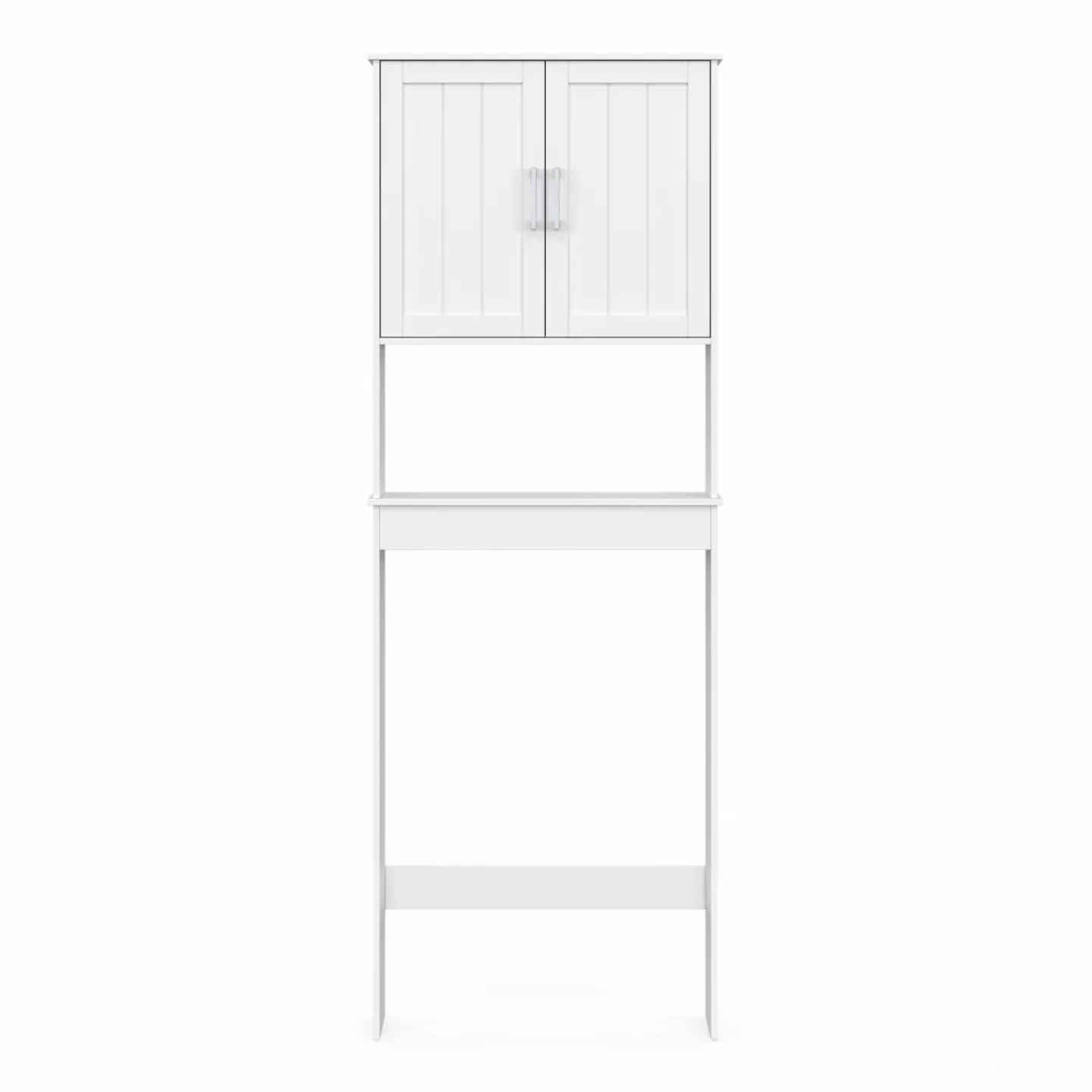 Meuble pour les toilettes avec étagère et placard double blanc*IDMarket