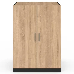 Meuble pour machine à laver avec portes noir et hêtre*IDMarket New