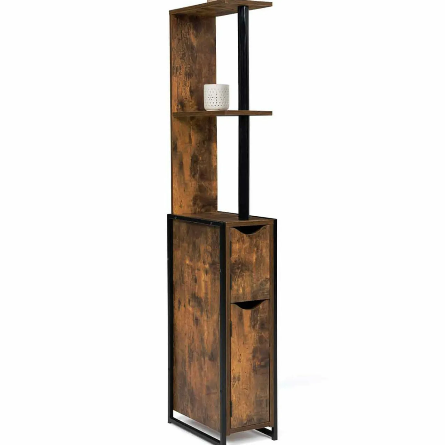 Meuble rangement WC style industriel bois effet vieilli*IDMarket