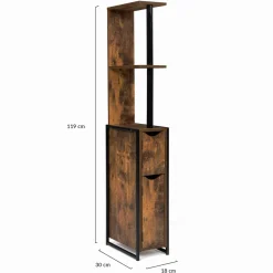 Meuble rangement WC style industriel bois effet vieilli*IDMarket