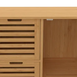 Meuble salle de bain en bambou avec placard et 3 tiroirs*IDMarket Hot