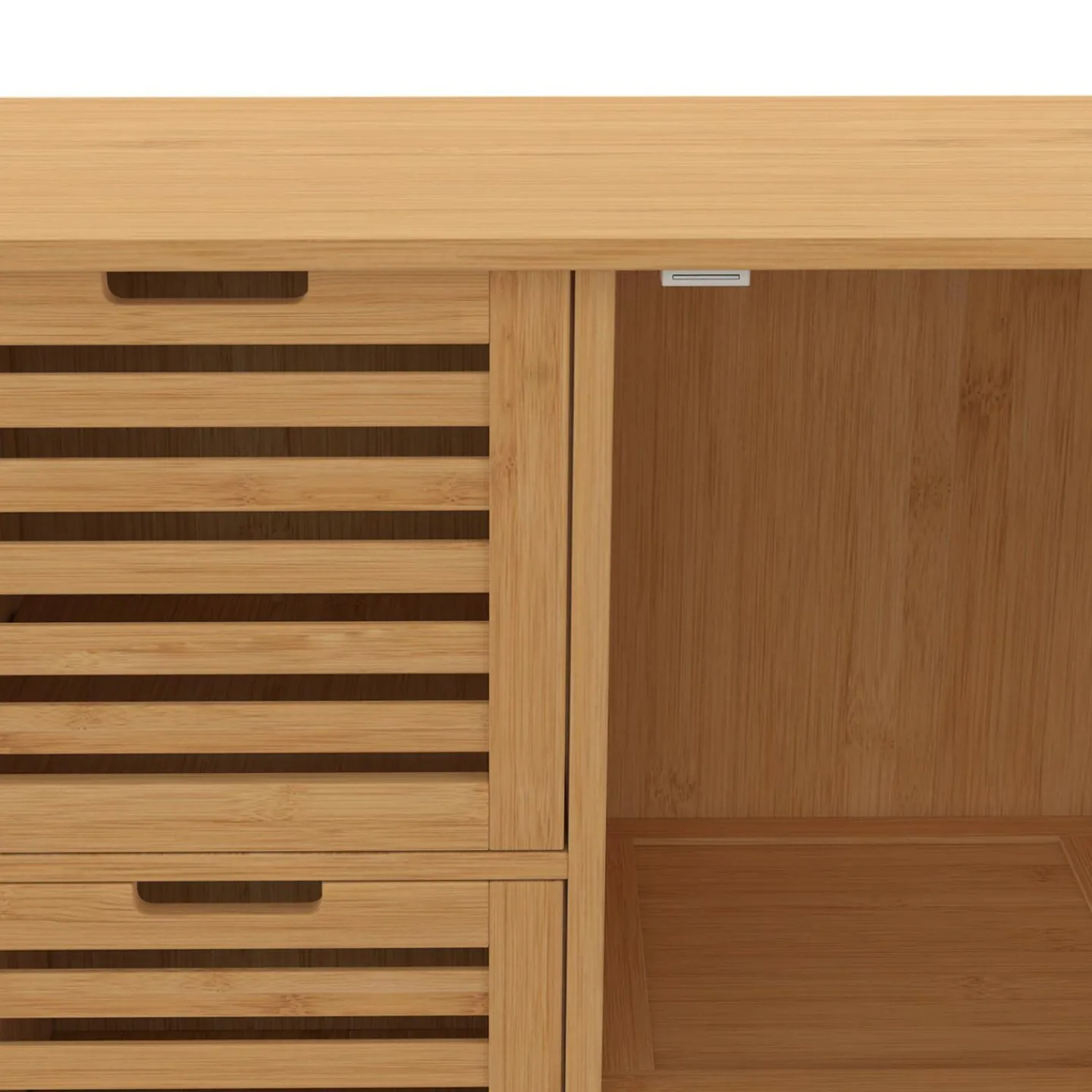 Meuble salle de bain en bambou avec placard et 3 tiroirs*IDMarket Hot