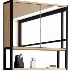 Meuble salle de bain suspendu métal et bois*IDMarket Online