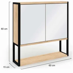 Meuble salle de bain suspendu métal et bois*IDMarket Online