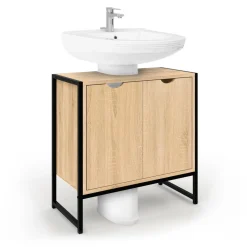 Meuble sous lavabo salle de bain métal et bois*IDMarket
