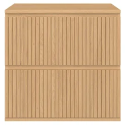 Meuble sous vasque suspendu salle de bain 2 tiroirs effet lattes*IDMarket Outlet