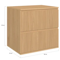 Meuble sous vasque suspendu salle de bain 2 tiroirs effet lattes*IDMarket Outlet