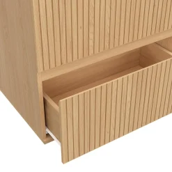 Meuble sous vasque suspendu salle de bain 2 tiroirs effet lattes*IDMarket Outlet