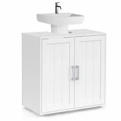 Meuble sous-lavabo en bois blanc*IDMarket Clearance