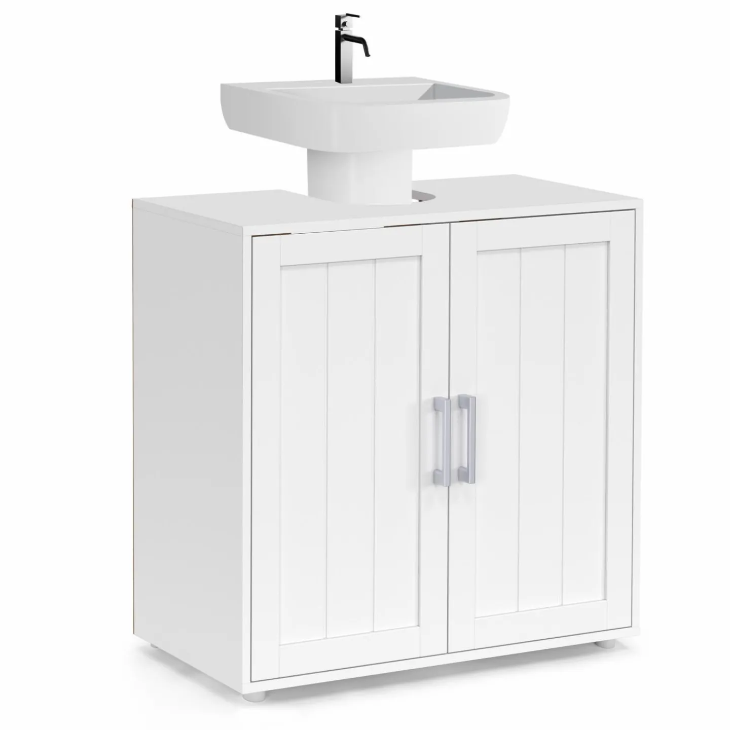 Meuble sous-lavabo en bois blanc*IDMarket Clearance