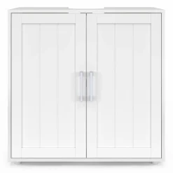 Meuble sous-lavabo en bois blanc*IDMarket Clearance