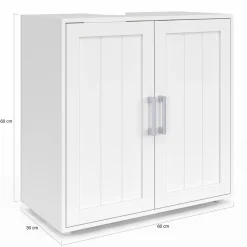 Meuble sous-lavabo en bois blanc*IDMarket Clearance