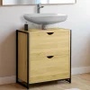 Meuble sous-lavabo salle de bain bois et métal 2 tiroirs*IDMarket Best