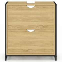 Meuble sous-lavabo salle de bain bois et métal 2 tiroirs*IDMarket Best