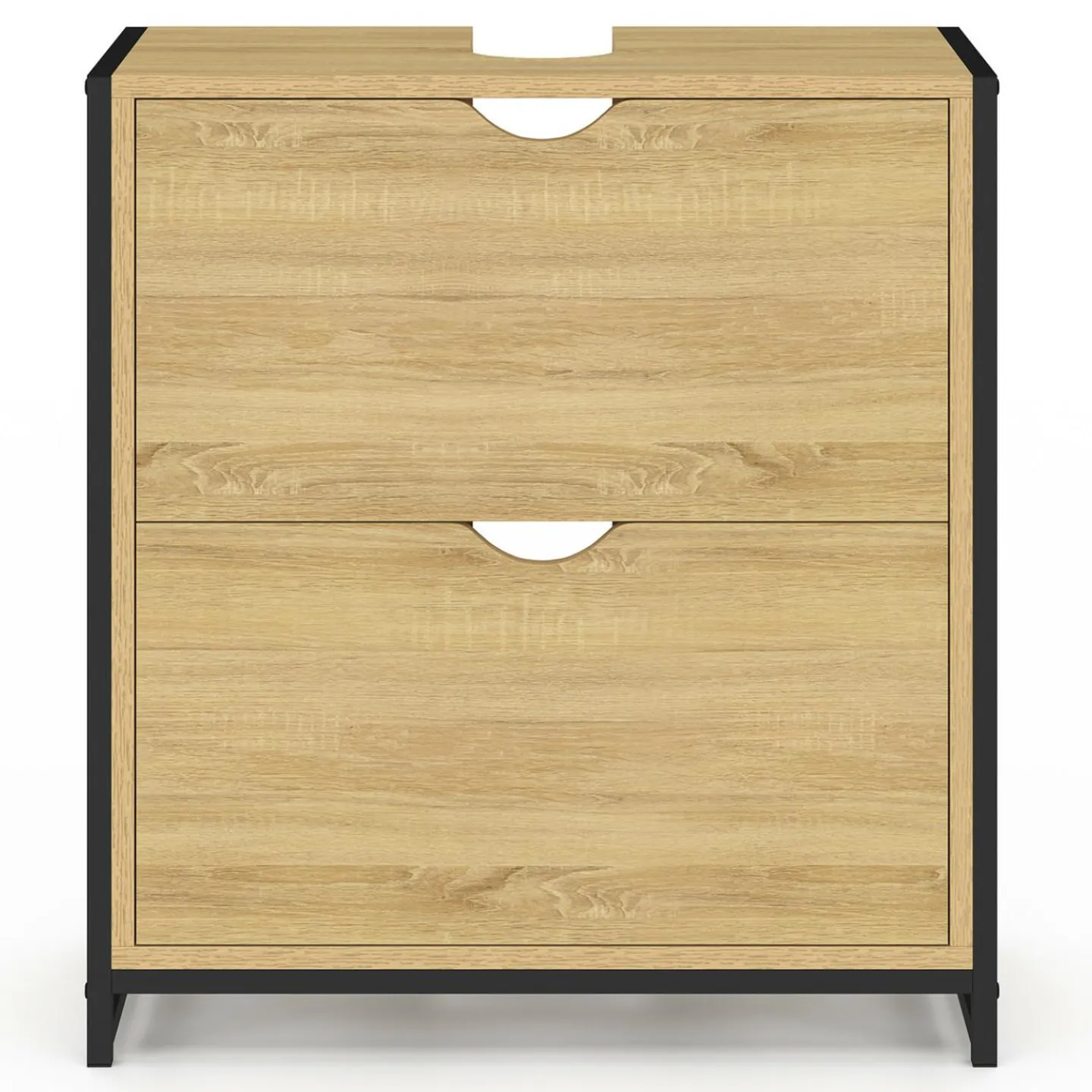 Meuble sous-lavabo salle de bain bois et métal 2 tiroirs*IDMarket Best