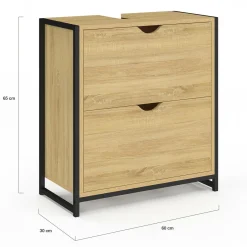 Meuble sous-lavabo salle de bain bois et métal 2 tiroirs*IDMarket Best