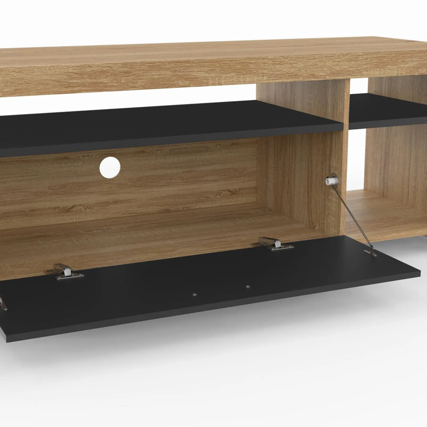 Meuble télé 140 cm bois et placard noir*IDMarket Outlet