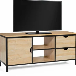 Meuble télé bois et métal avec tiroirs et placard*IDMarket Outlet