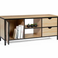 Meuble télé bois et métal avec tiroirs et placard*IDMarket Outlet