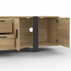 Meuble télé bois et noir 4 portes + 2 tiroirs 180 cm*IDMarket Hot